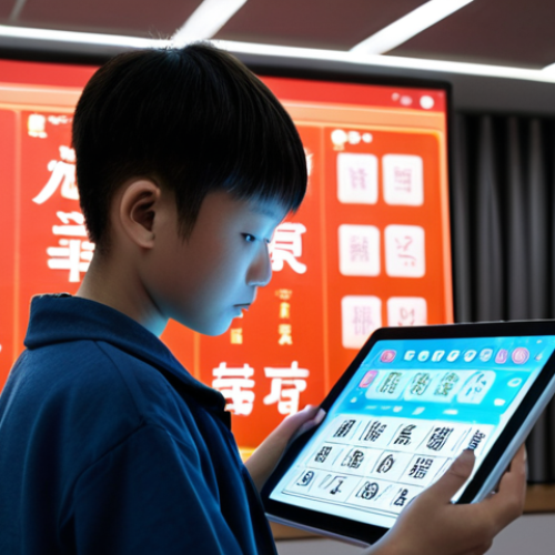 **Prompt:** A modern student, illuminated by the soft glow of a tablet, is intensely focused on learning Chinese characters. Around them, translucent, holographic representations of AI-powered study tools float: adaptive flashcards displaying characters and pinyin, a real-time virtual language tutor engaging in a simulated conversation, and dynamic progress analytics. The environment is clean, futuristic, and showcases a seamless digital learning ecosystem that personalizes HSK preparation.