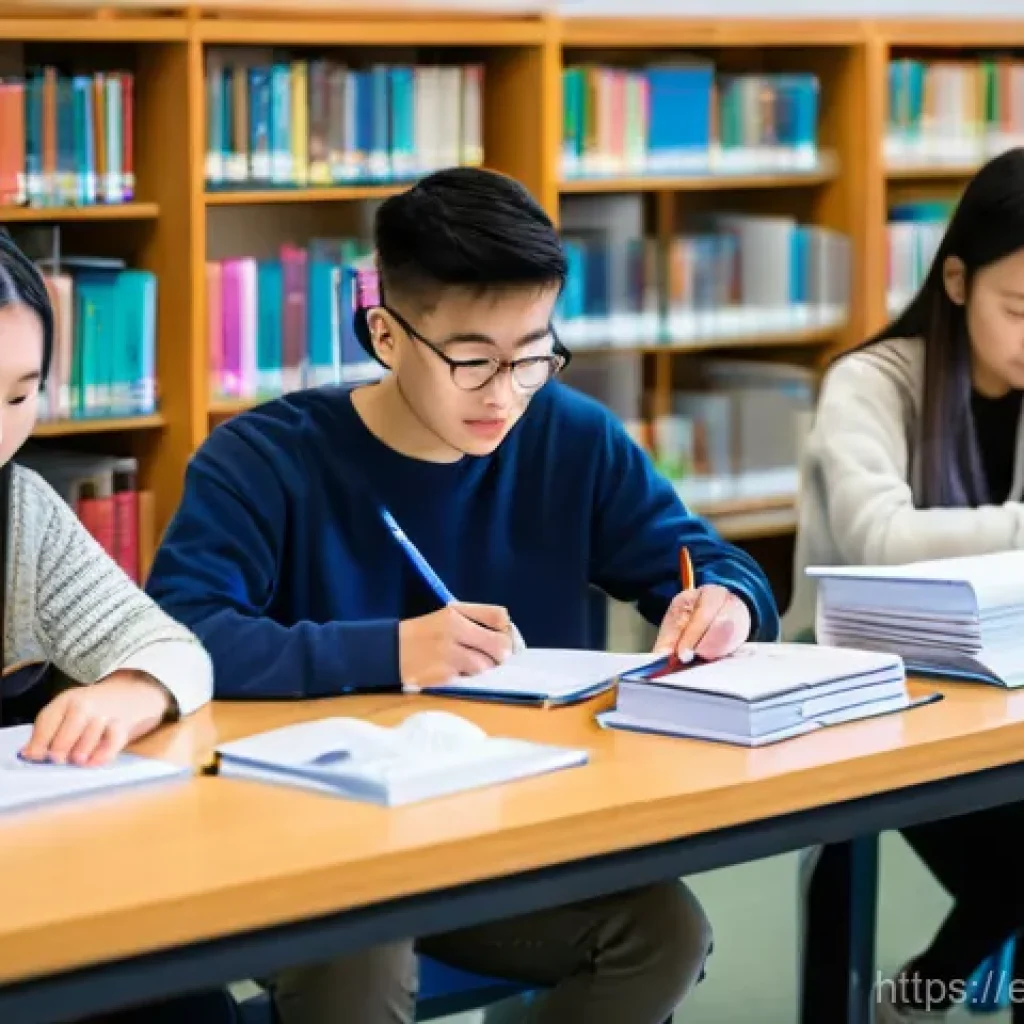 HSK 학습 전략 세우기 - **Prompt:** A diverse group of young adults, aged late teens to early twenties, are seated around a ...