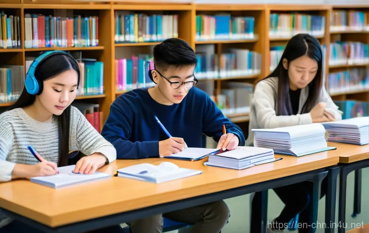 HSK 학습 전략 세우기 - **Prompt:** A diverse group of young adults, aged late teens to early twenties, are seated around a ...